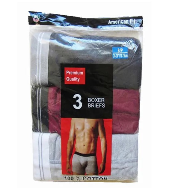 3 PK AMERICAN FIT MEN BOXER BRIEFS $ 4.00 A PACK