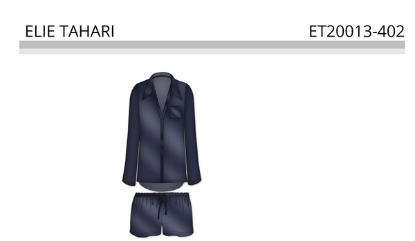 TAHARI 2PC NAVY SILK SHORT SET, $5.00