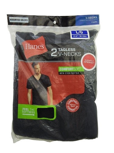 HANES 2 PACK MEN COLOR V-NECK,$3.00 A PACK