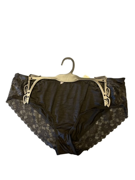 LADIES BLACK PANTY ON HANGER,$1.00