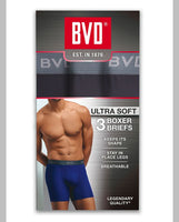 3 PACK  BVD 1ST Q MEN BLACK BOXER BRIEFS,$6.50 A PACK