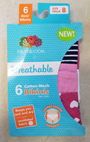 6 PACK FRUIT OF THE LOOM GIRLS BREATHABLE BIKINI, $3.50 A PACK