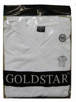 GOLD STAR WHITE V- NECK, $3.00