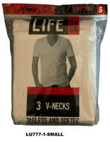 LIFE 3 PACK 1ST Q MEN WHITE V-NECK, $4.50 A PACK