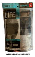 LIFE 2 PACK 1ST Q MEN BOXER BRIEFS,ASST SIZES $3.00 A PACK